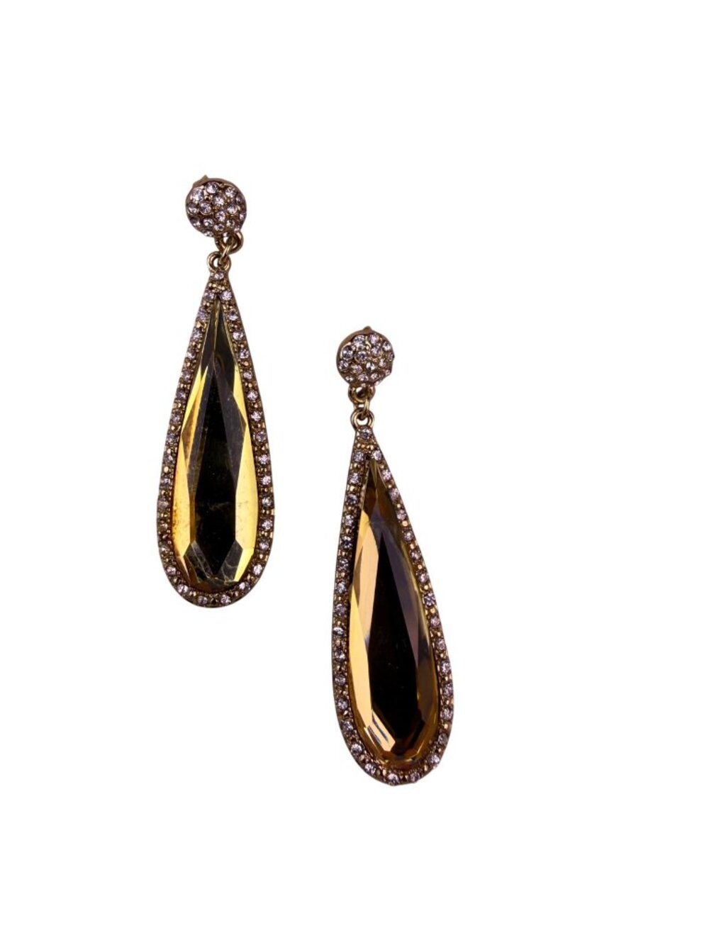 Moonstruck Women Gold Tone Glass Crystal Teardrop Dangle Earrings with Stones